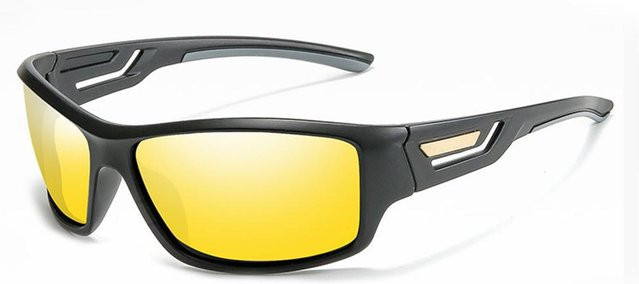 Zorioneko Sonnenbrille, Unisex, Vollrand, rechteckig, Kunststoff, gelb, schwarz, polarisiert - Bild 1