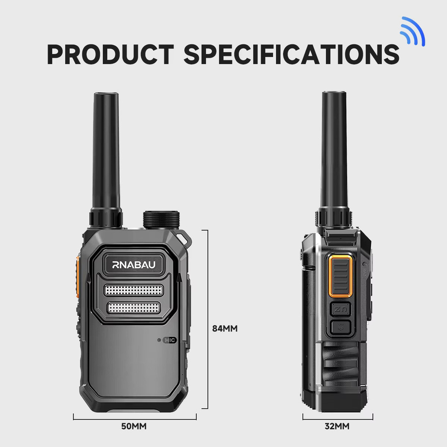 RNABAU Mini Walkie-Talkie X3 Langstrecken-Funkgerät in Schwarz mit 16 Kanälen, UHF 430-440MHz und 8000mA Akku - Bild 2