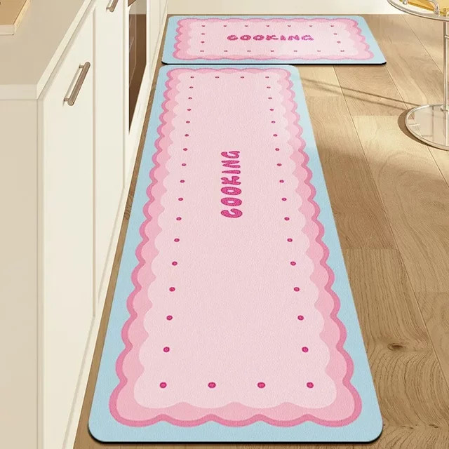 VIKAMA Küchenteppich und Badezimmerteppich, rosa, rutschfest und saugfähig, rechteckig, Breite: 60 cm, Tiefe: 90 cm - Bild 1