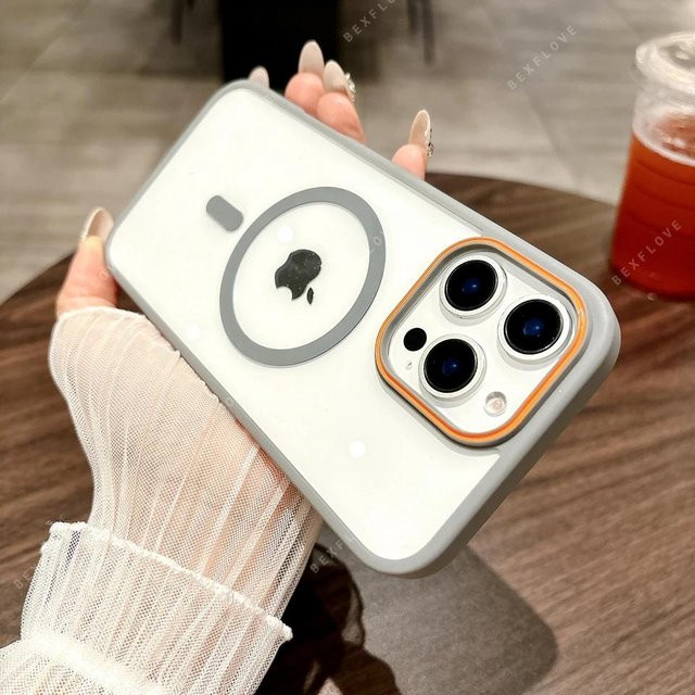 Transparente Magnetische Schutzhülle für Apple iPhone 16 15 14 13 12 11 Pro Max Plus mit MagSafe Unterstützung in Weiß - Bild 1