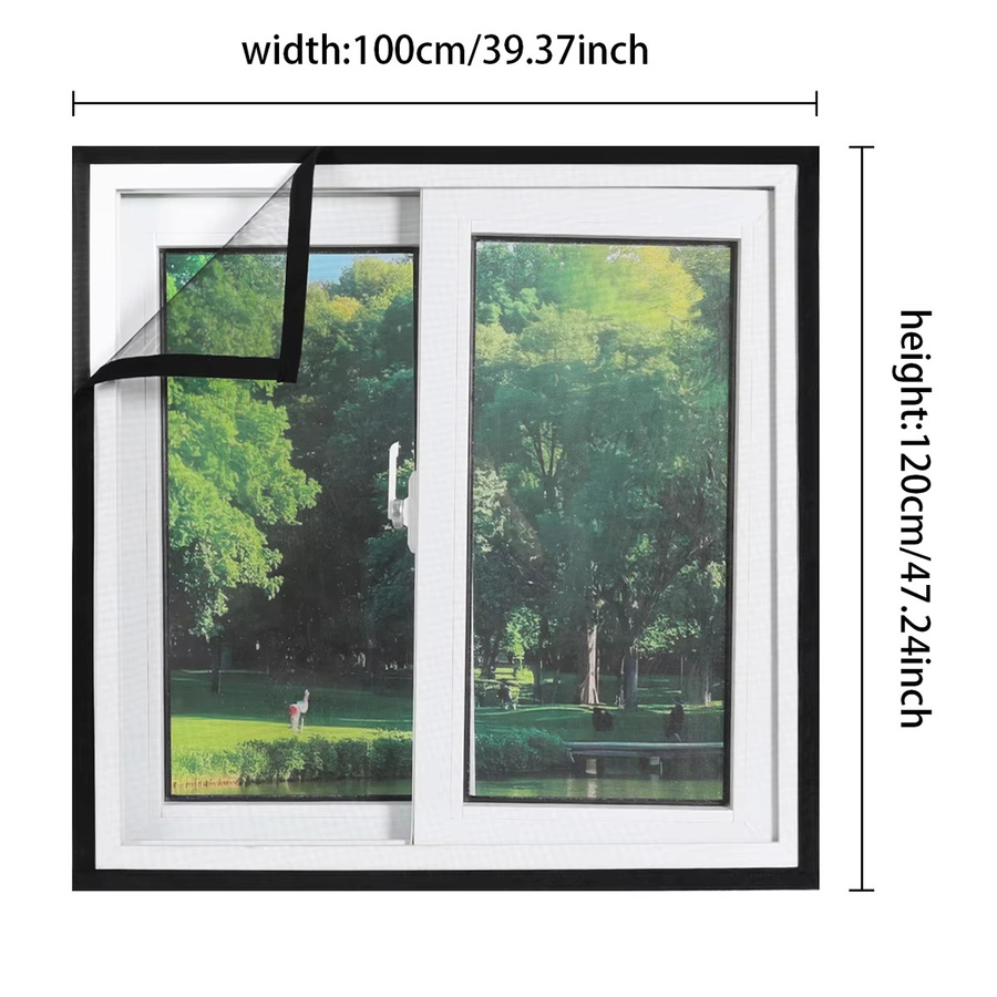 TranquilTouch Moskitonetz als Fenstergitter Ersatz in Schwarz mit selbstklebendem Klettverschluss - Bild 3