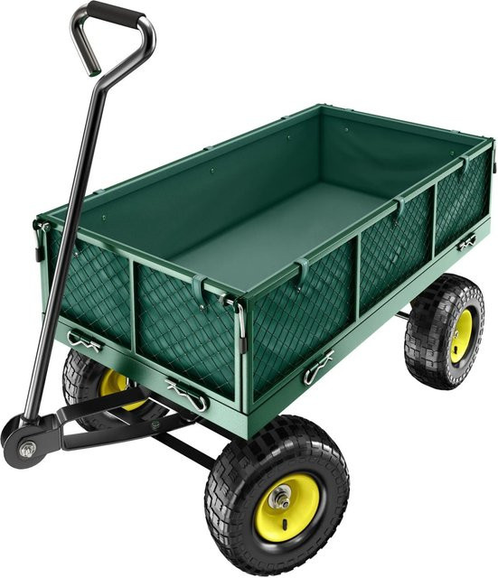 tectake Bollerwagen mit klappbaren Seitenwänden und Luftreifen in Grün, Belastbarkeit 350 kg, B/H/T: 113 x 51 x 56 cm - Bild 2