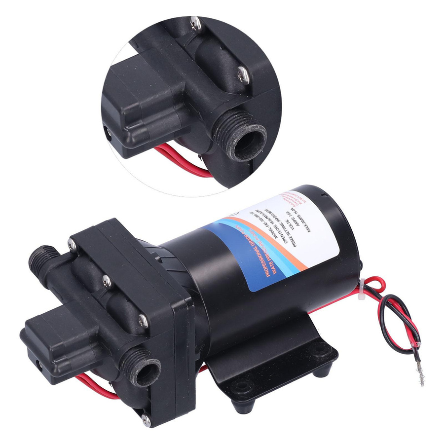 Aimo DC Hochdruck Membranpumpe in Schwarz, selbstansaugende Minipumpe mit 8 l/min Förderleistung für Autowäsche und Bewässerung - Bild 3