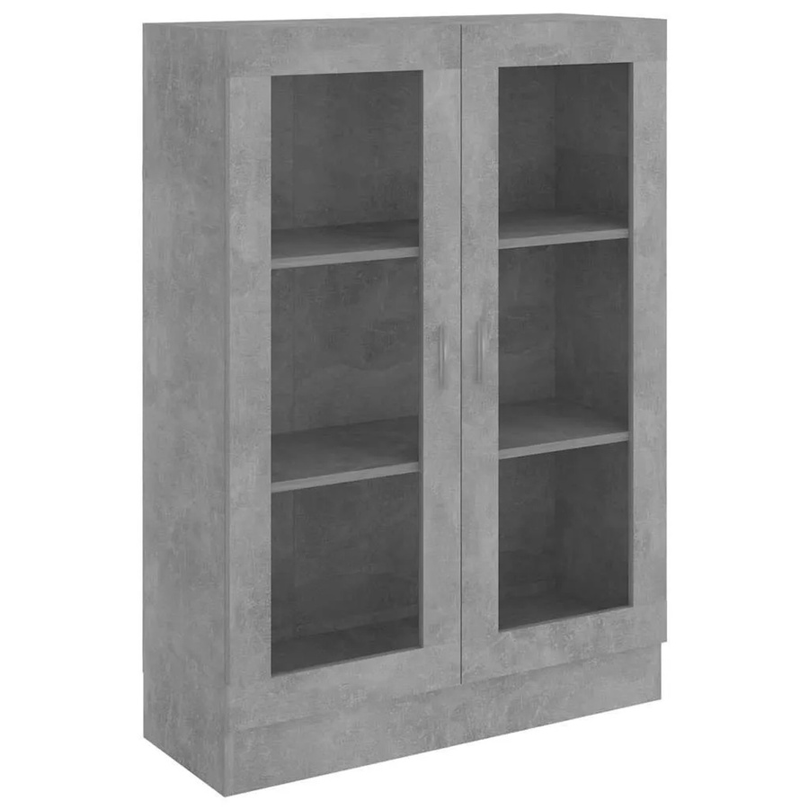 vidaXL Vitrinenschrank Betongrau mit Glastüren und Regalböden, B/T/H: 82,5 x 30,5 x 115 cm - Bild 2