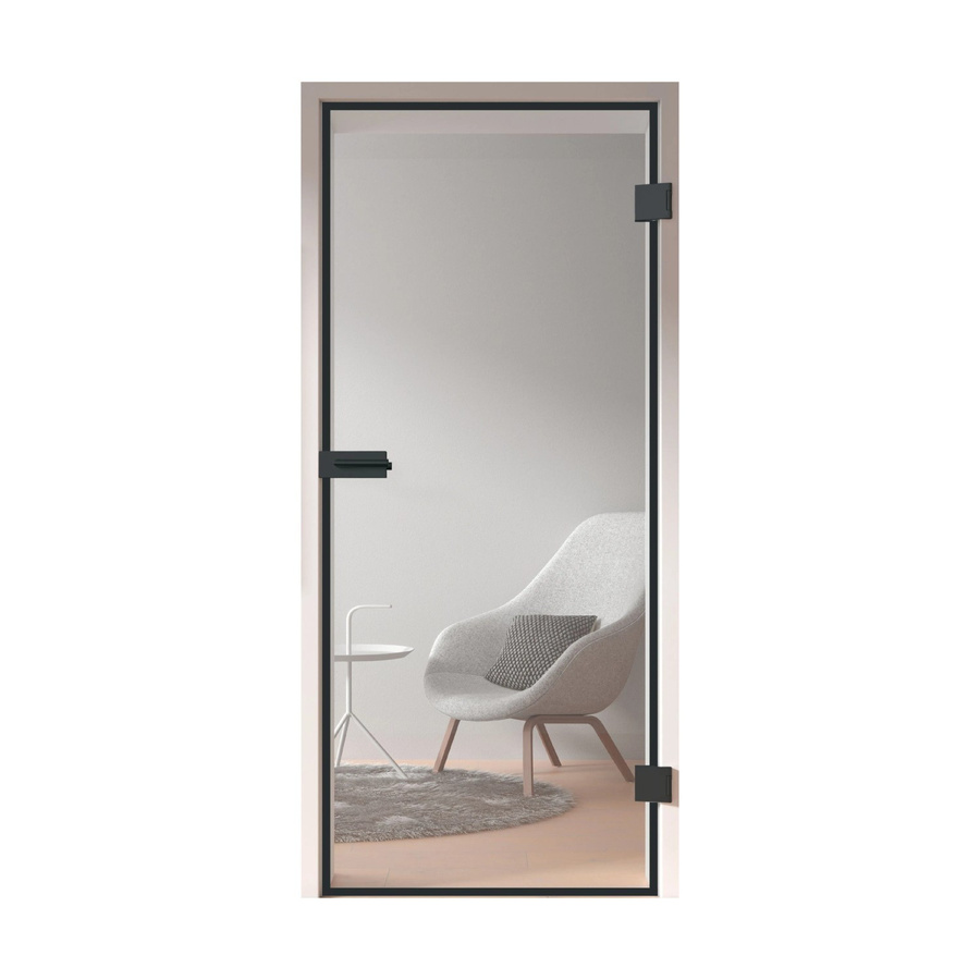 Skyscope Portal Glasdrehtür ESG Floatglas mit Siebdruck-Dekor in Schwarz Transparent, Anschlag Rechts, B: 70,9 cm, H: 209,7 cm - Bild 2