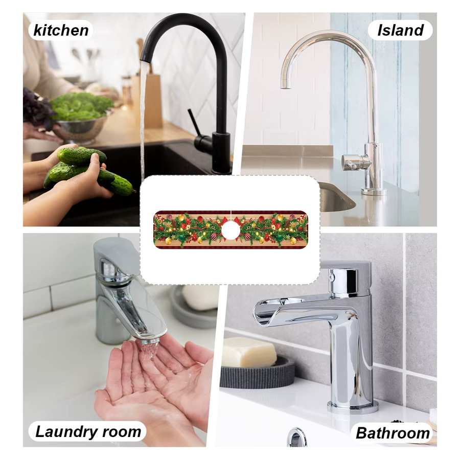 PATIMATE Saugfähige Küchenmatte für das Waschbecken mit Weihnachtsdesign, Multicolor - Bild 2