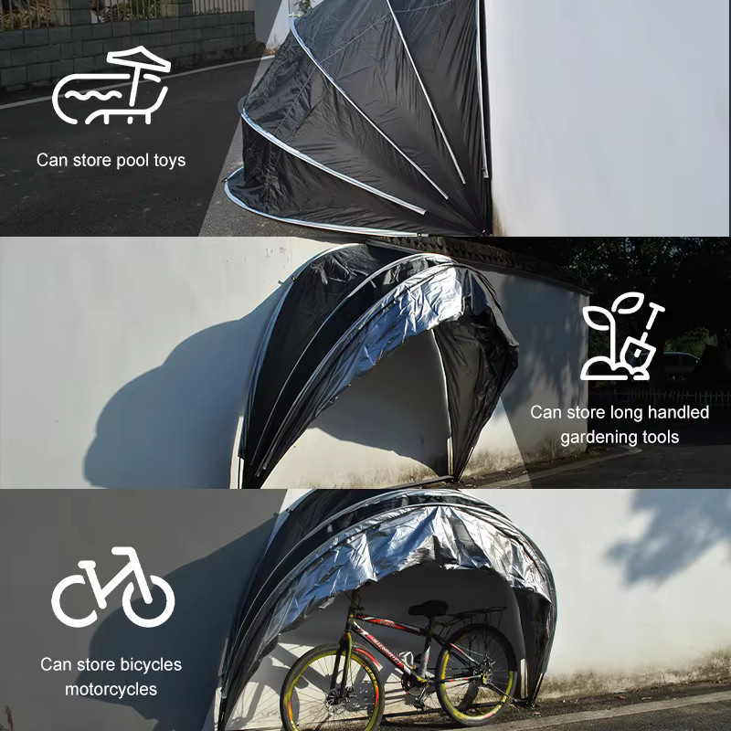 Pumbba Wandmontiertes Fahrradzelt und Motorrad-Aufbewahrungszelt aus Polyester in Silber - Bild 5