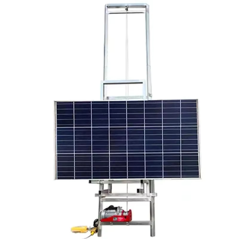 Elektrische Hebebühne mit Solarpanel als Bauaufzug und Leiterlift-Plattform, CE-zertifiziert, Farbe: Silber, Höhe: 12,0 m - Bild 2
