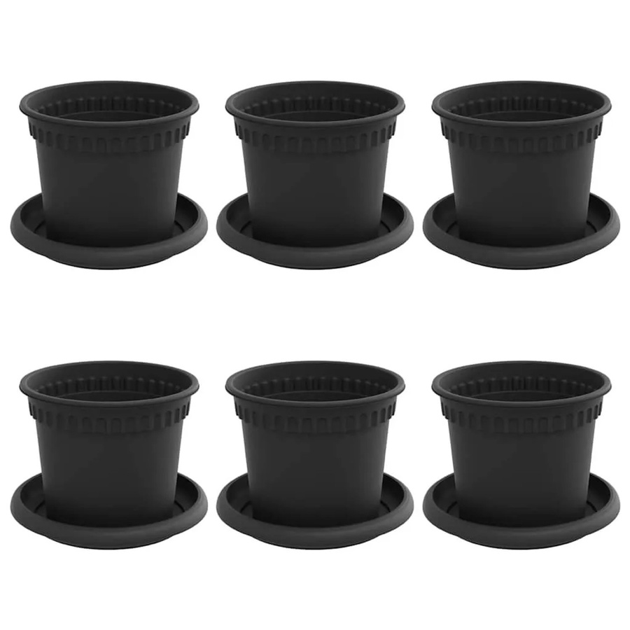 6er Set vidaXL Blumentöpfe aus Kunststoff in Schwarz, rund, Durchmesser: 12,5 cm, Höhe: 10 cm - Bild 2