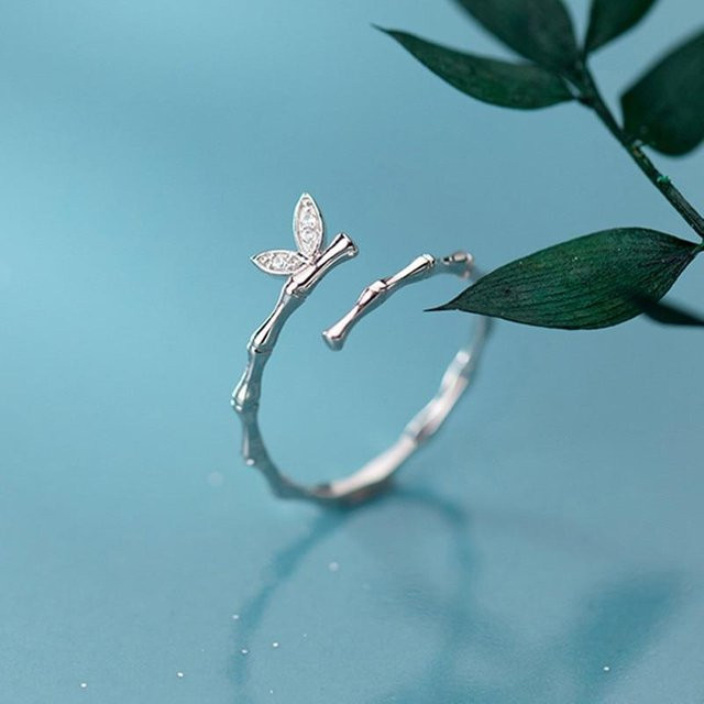 Ring 925 Sterlingsilber, Schmetterling, Zirkon, Damen, grau - Bild 1