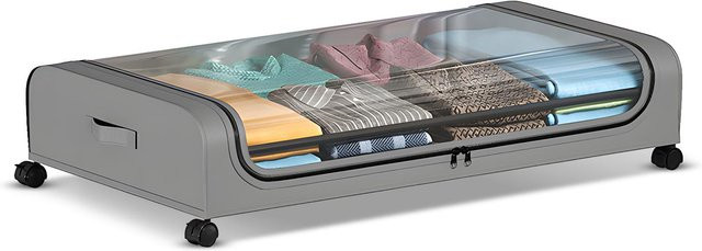 2er-Pack ZuiyouSports1 Aufbewahrungsboxen für unter das Bett mit Deckel und Rollen, transparent, B/T/H: 80 x 44 x 16 cm - Bild 1