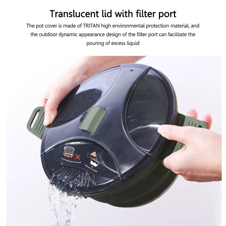 Klappbarer Silikon Camping Kessel in Grün, 2,5 l tragbare Teekanne und Kochtopf für Outdoor und Picknick - Bild 4