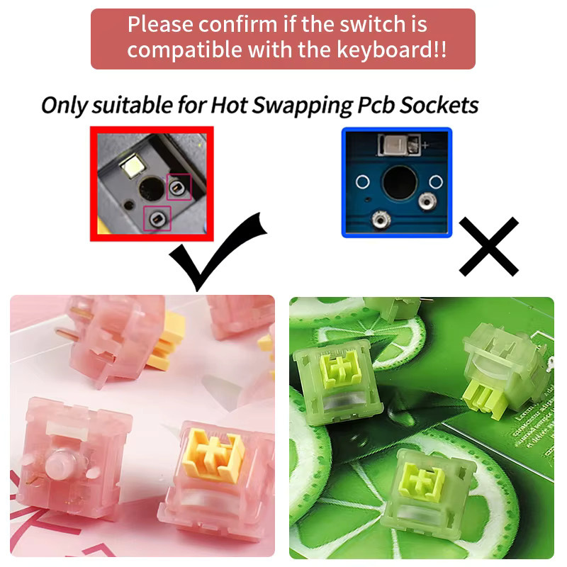 Outemu Silent Peach V3 und Silent Lemon V3 Mechanische Tastatur Schalter, Linear und Taktil, 5-polig, Hot-Swap, Geschmiert - Bild 3