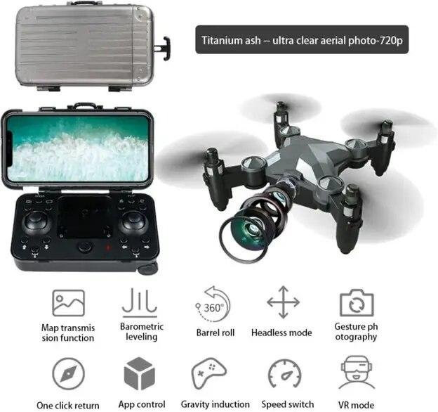 JJRC Mini Drohne HD Wifi FPV Quadcopter mit 720p Kamera, faltbar, Schwarz/Grau - Bild 1