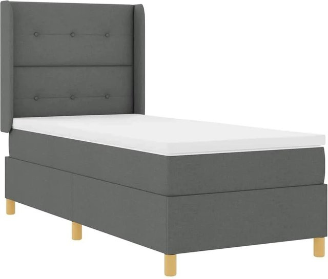 vidaXL Boxspringbett Hybrid mit Matratze und Kopfteil in Grau, Breite: 140 cm, Länge: 200 cm - Bild 1
