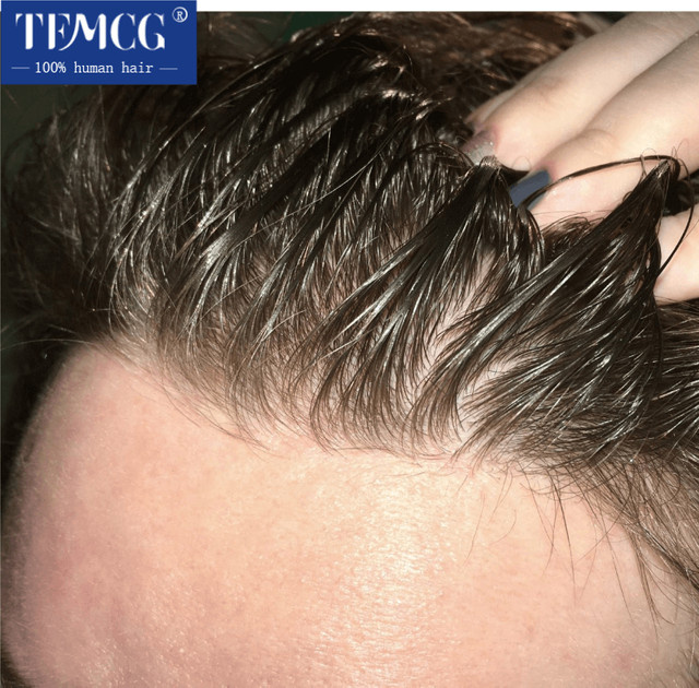 TFMCG Herren Haarprothese Echthaarperücke mit ultradünner Haut 0,03 mm - Bild 1