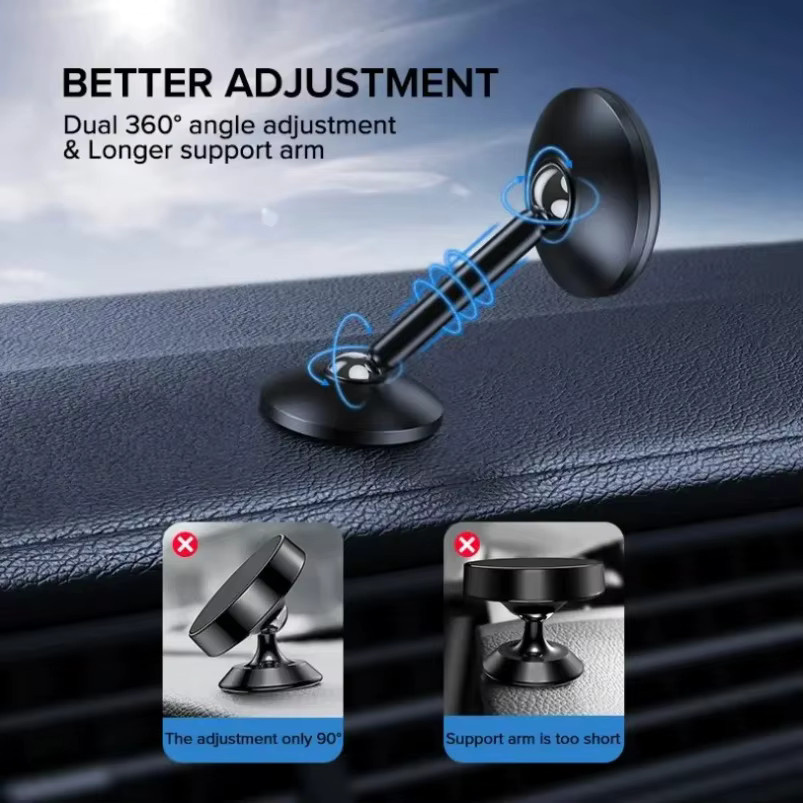 VIKEFON Universal Magnetische Auto Telefonhalterung für MagSafe iPhone und Samsung Xiaomi, 360 Grad drehbar, Dashboard-Halterung, Schwarz - Bild 4