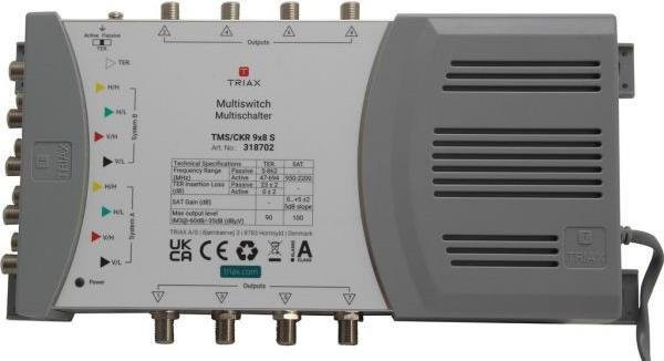 Triax TMS/CKR 9x8 S Satblock-Verteilung in Grau mit 5 Eingängen und 8 Ausgängen - Bild 1