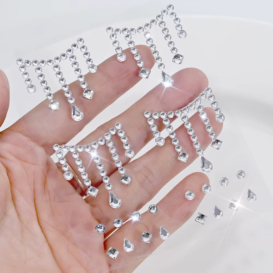 HotPress Gesichtstattoos, 3D-Tränenkette und Sterne, Strass-Abziehbilder, glänzend, Damen - Bild 3