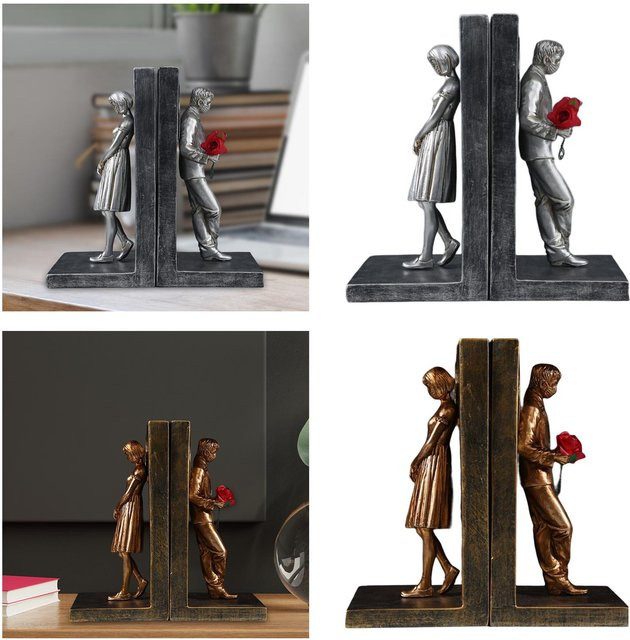 Dekorative Buchstützen von Sharprepublic aus Kunstharz in Silber, moderner Buchhalter für Schreibtisch und Bücherregal - Bild 1