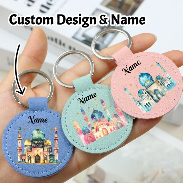 Personalisierter Leder-Schlüsselanhänger, Ramadan-Muster, Unisex - Bild 1