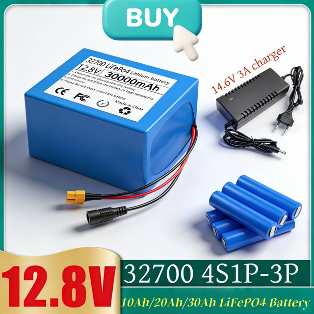 Aleaivy LiFePO4 4S Akku 12,8 V 30 Ah mit symmetrischem BMS in Blau für Elektroboote und unterbrechungsfreie Stromversorgungen - Bild 1