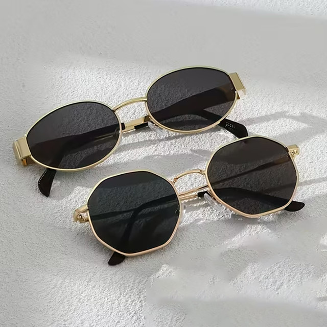 Hindfield Sonnenbrille, oval, Metall, Vollrand, Gold, Unisex - Bild 1