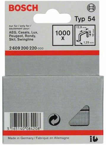 Bosch Flachdrahtklammern Typ 54, Silber, B: 12,9 mm, H: 10 mm, T: 1,29 mm - Bild 1