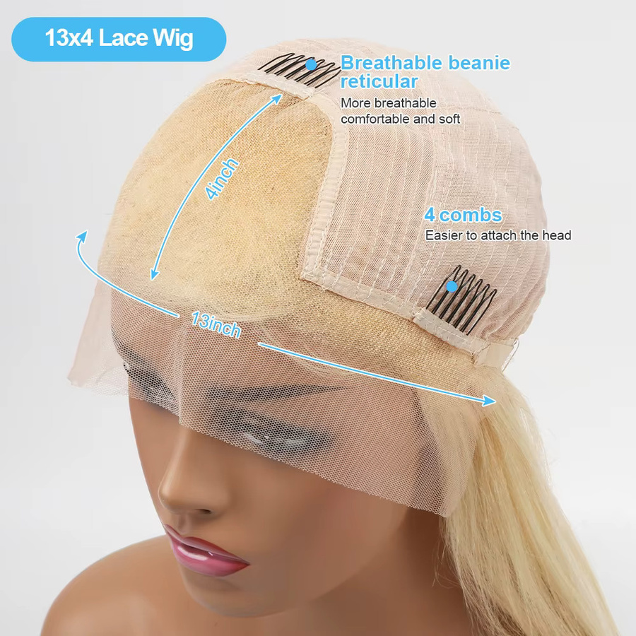 POPVIBES Blonde Kurze Bob Perücke, Echthaar, Transparent HD Spitze, Gerade - Bild 5