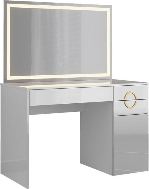 Vicco Schminktisch Adela Weiß Hochglanz mit LED-Spiegel, B/T/H: 115 x 76,4 x 55 cm - Bild 2