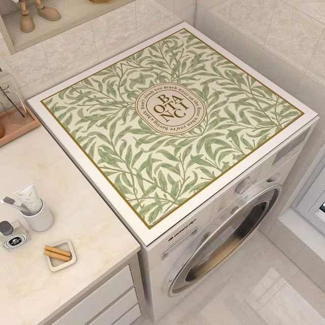 Yiran Furniture Staubschutz Abdeckung für Waschmaschine und Kühlschrank, Saugfähig und Sonnenschutz, B/B: 50 x 50 cm, Orange und Grün - Bild 1
