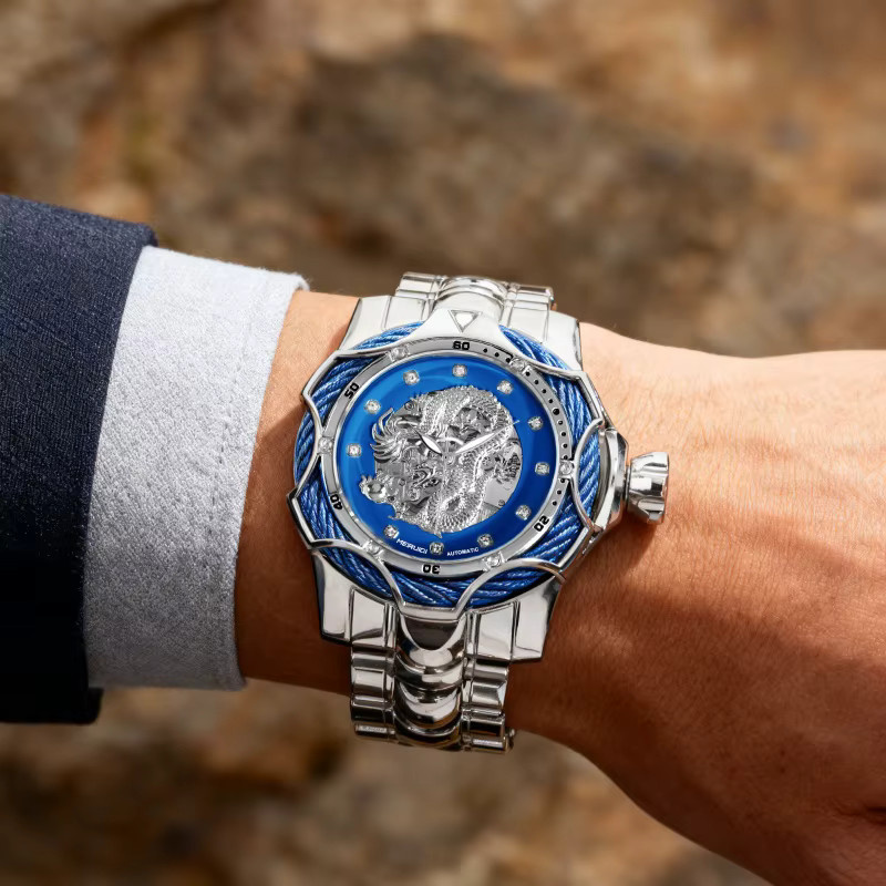 MEIRUIQI Armbanduhr, Automatik, Edelstahl, Blau, Herren - Bild 5