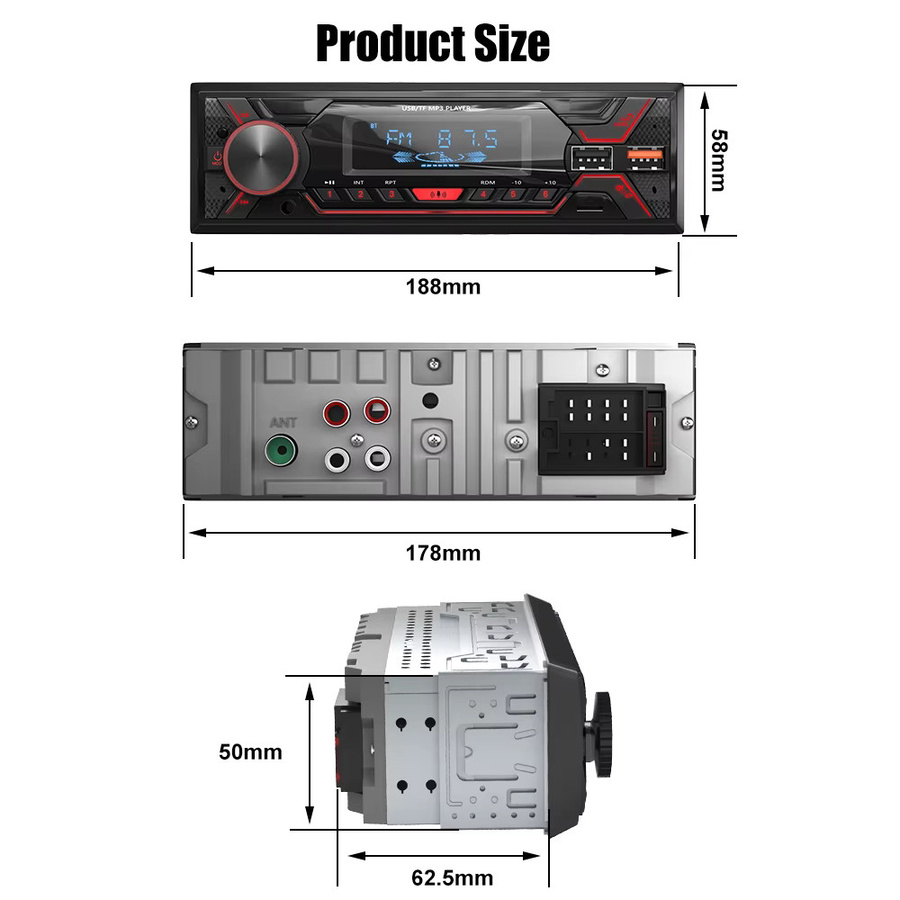 ESSGOO 1Din Autoradio Stereo mit Bluetooth, Freisprecheinrichtung und Fernbedienung in Schwarz - Bild 6