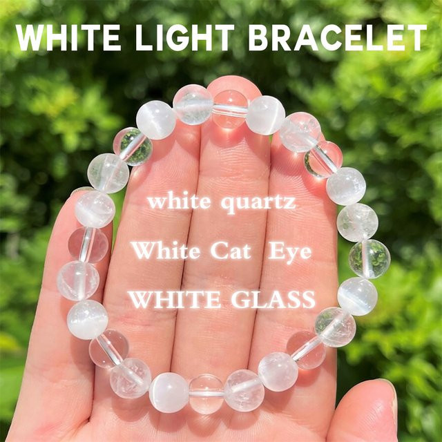 Armband, Quarz und Selenit, 8 mm, Weiß, Unisex - Bild 1