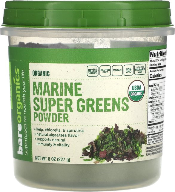 BareOrganics Marine Super Greens Pulver vegan 227 g - Bild 1