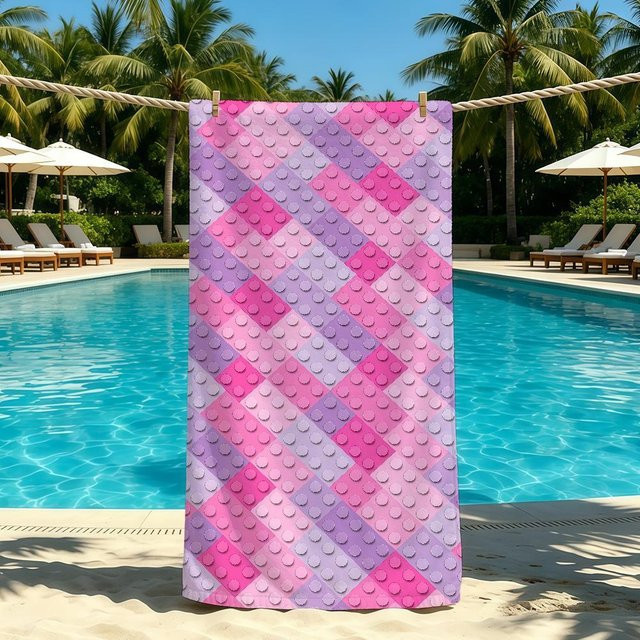 JMG Household Supplies Bausteine Handtuch aus Mikrofaser, Pink, B/B: 150 x 260 cm, schnelltrocknend und super saugfähig für Strand und Camping - Bild 1