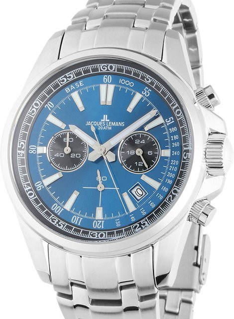 Jacques Lemans Chronograph, Edelstahl, Quarz, 44 mm, Herren, Blau - Bild 1