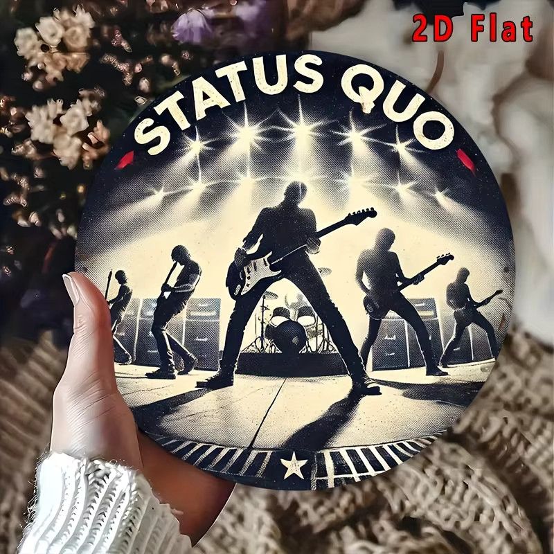 Rundes Metallblechschild Status Quo Rock Band Konzert Poster von Potdemiel im Vintage-Stil, Durchmesser: 20 cm - Bild 4