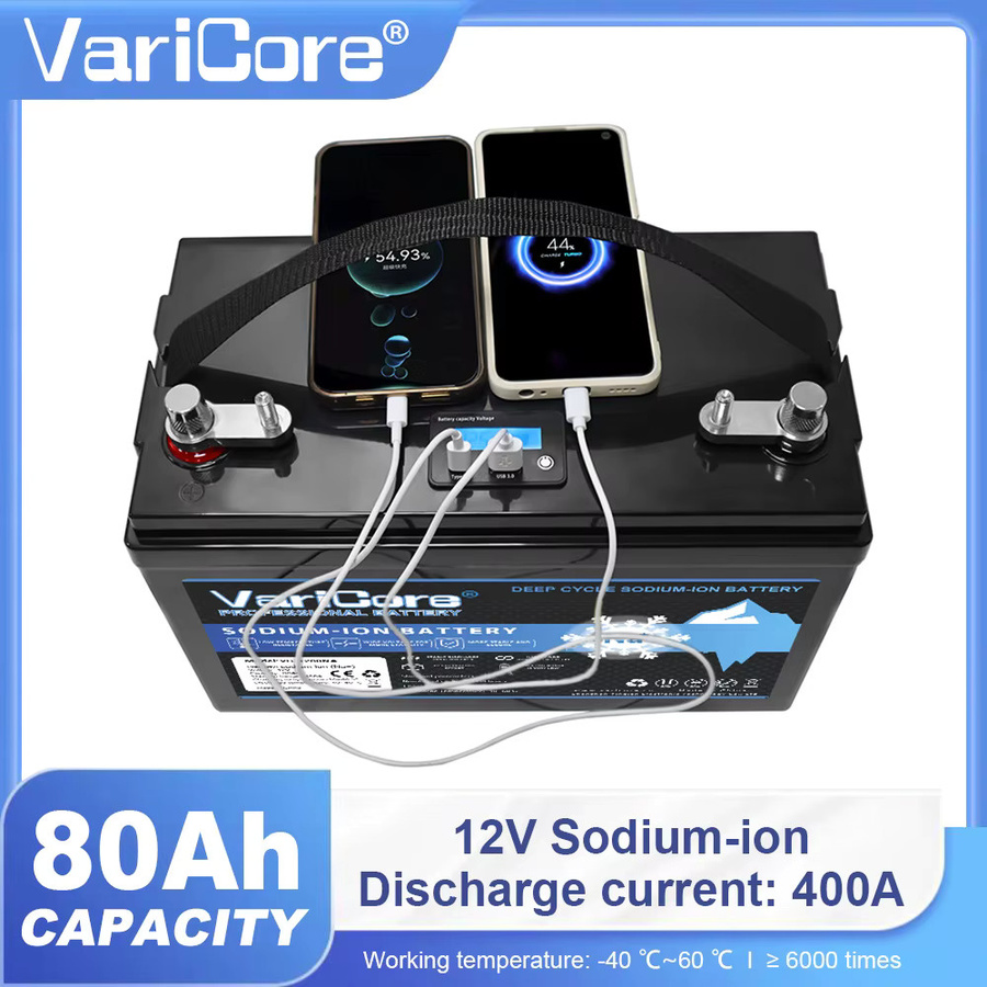 VariCore 12V 80Ah Natrium-Ionen-Batterie in Schwarz, kältebeständige und schnell aufladbare Deep-Cycle-Speicherbatterie für Solaranlagen, Wohnmobile und Boote - Bild 4
