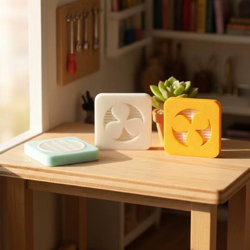 YEGBONG Mini-Ventilator mit 3 Flügeln im Maßstab 1:12 für Puppenhaus und Miniatur-Möbel, Multicolor - Bild 4