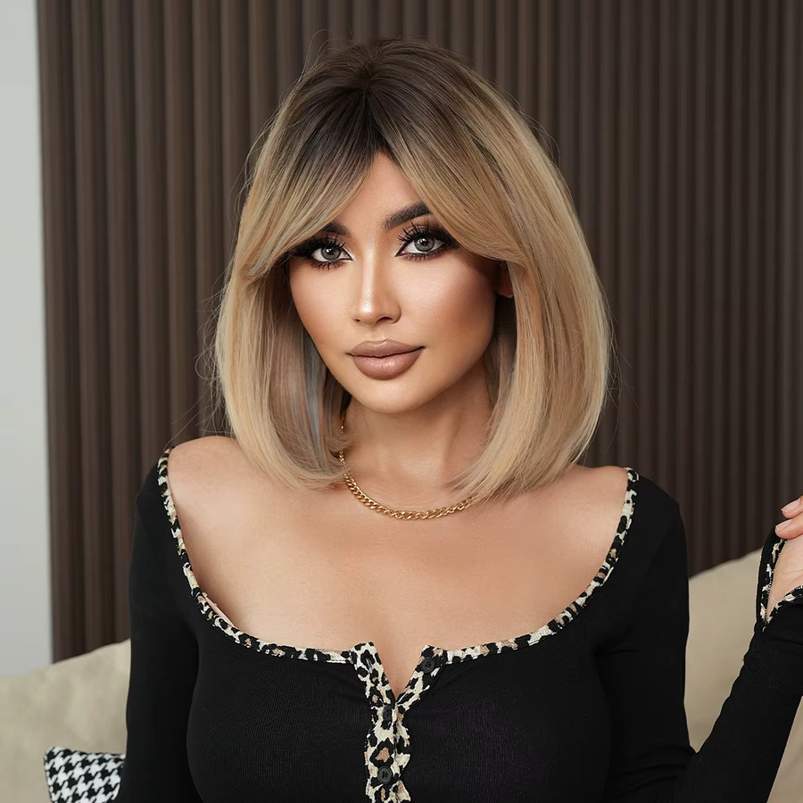 7JHH WIGS Perücke für Damen, schulterlang, goldbraun, synthetisch - Bild 2