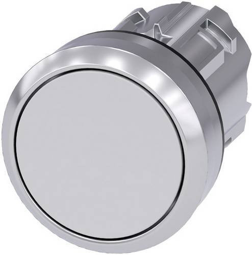 Siemens Drucktaster 3SU1050-0AB60-0AA0 mit Frontring aus Metall in Hochglanz und flachem Betätiger in Weiß - Bild 1