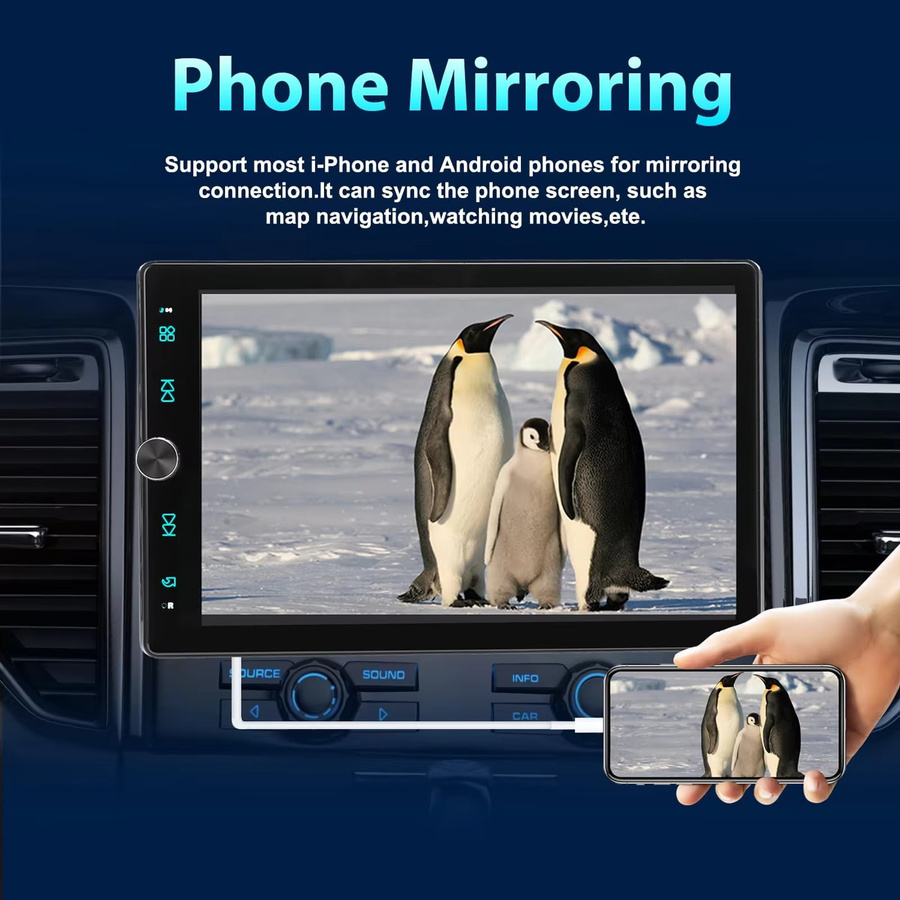 MOPECT 10,4 Zoll Single DIN Autoradio mit IPS Touchscreen, Apple CarPlay und Android Auto, Bluetooth, USB, AUX, TF, FM, Schwarz - Bild 3