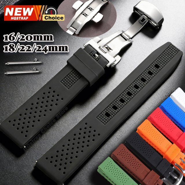 HQstrap Uhrenarmband Silikon, Schwarz, Schmetterlingsschnalle - Bild 1