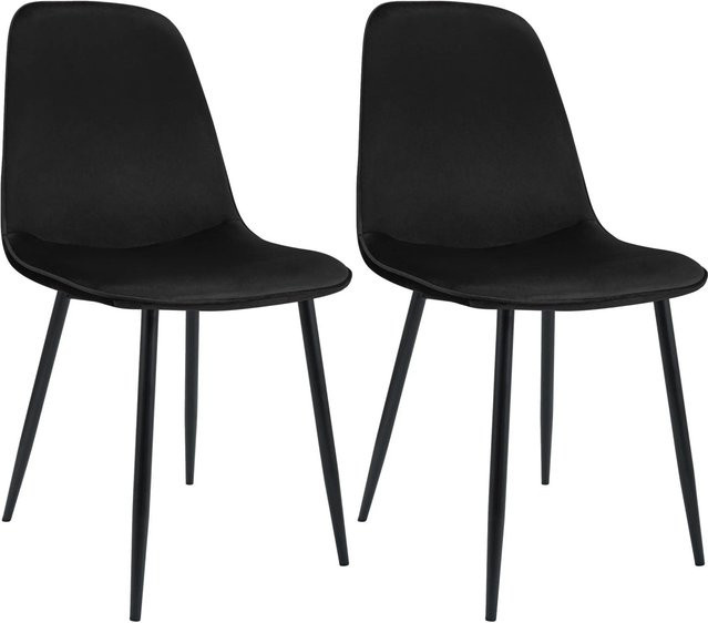 2er Set Esszimmerstühle DELUKE RAZON aus Samt in Schwarz, B/T/H: 45 x 54 x 88 cm - Bild 1