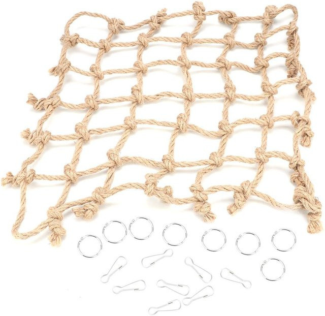 Vogel's Baumwollseil Vogel Kletternetz, Vogelspielzeug, Hängematte, Hängeschaukel, Kletter Kauspielzeug Zubehör, beige - Bild 1