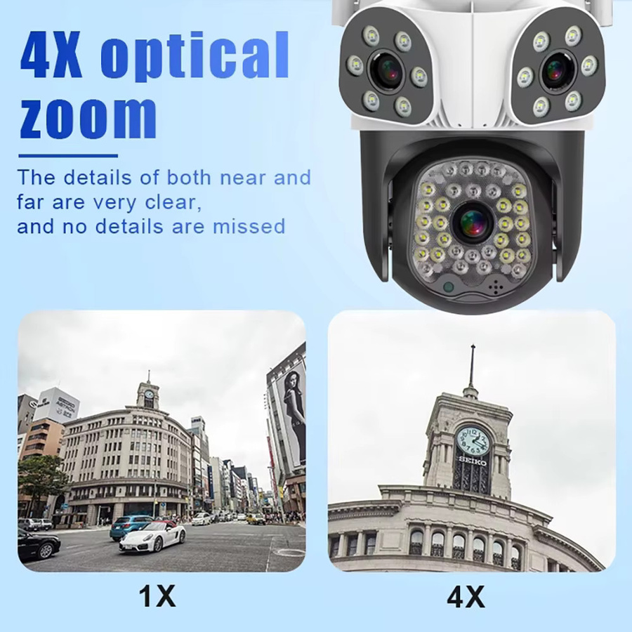 Eye4U WiFi Outdoor PTZ Überwachungskamera mit 15MP Triple-Lens, Drei-Bildschirm-Ansicht und Motion Tracking in Weiß - Bild 3