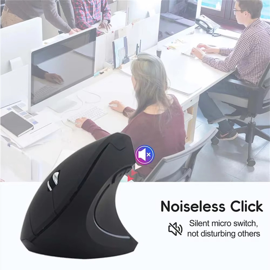 Ergonomische kabellose vertikale Maus von WALKESEN in Schwarz mit 2,4 GHz, optischem Sensor, 3 einstellbaren DPI und 6 Tasten für die rechte Hand - Bild 6