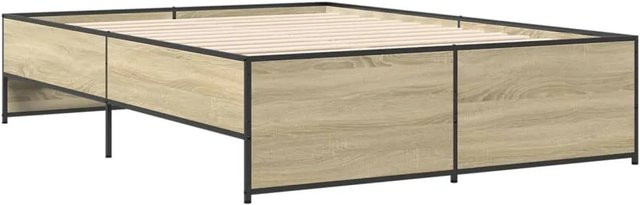 vidaXL Bettgestell aus Holzwerkstoff und Stahl in Sonoma-Eiche, B/T/H: 120 x 200 cm - Bild 1