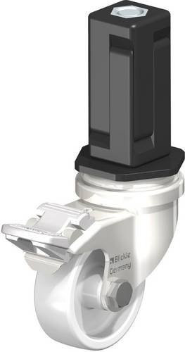 Blickle Lenkrolle mit Feststeller 856455 LRXA-PO 50G-FI-EXV04 aus Edelstahl in Weiß/Grau mit 50 mm Rad-Durchmesser und 75 kg Tragfähigkeit - Bild 1